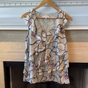 LOFT Women's Floral Layered Blouse - Gray and Pink